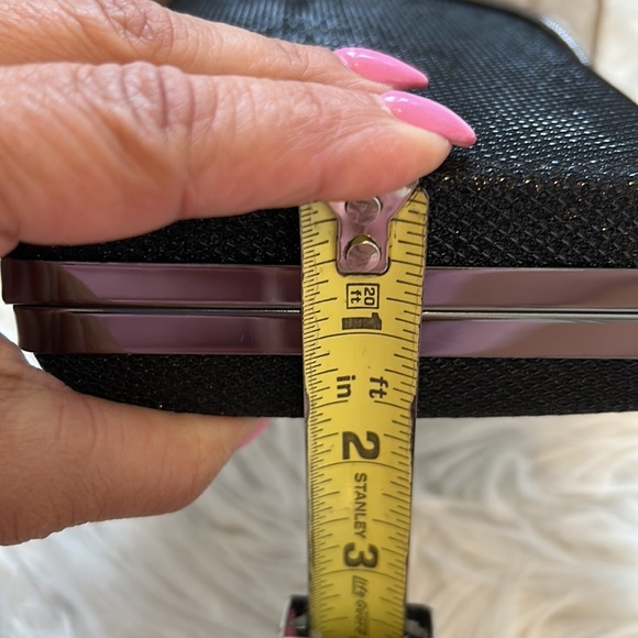 La Regale Black Minaudiere Hard Clutch Crossbody Bag